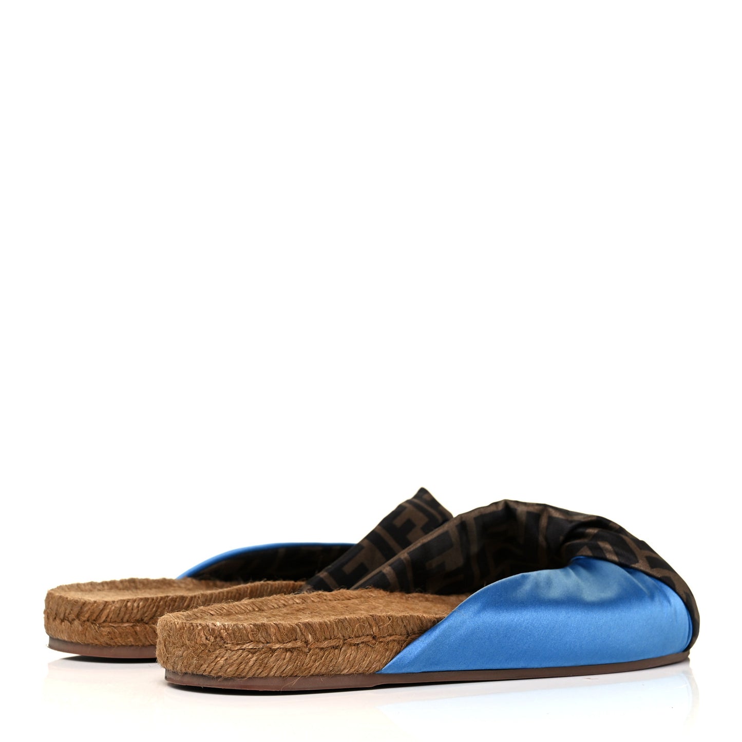Satin FF Twist Espadrille Slide Sandals 41 Antigua Tobacco Black
