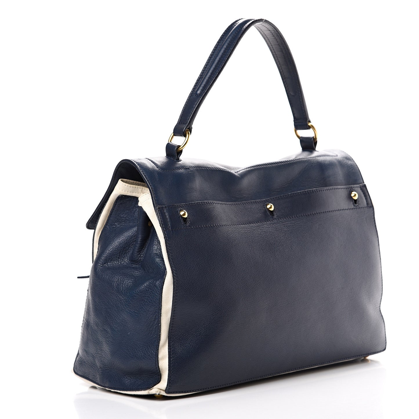 Calfskin Canvas Large Muse Two Navy