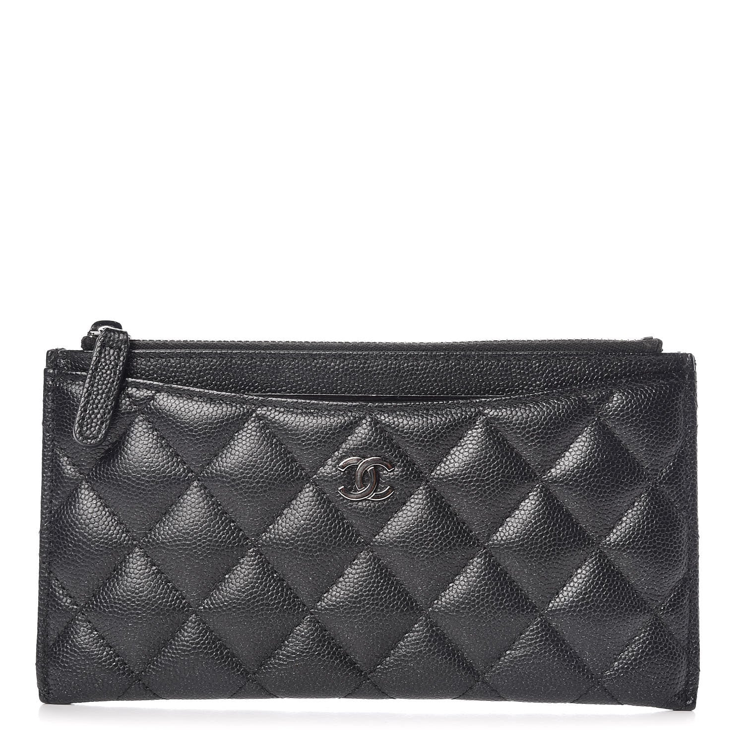Chanel Iridescent Caviar Quilted Classic Zip Pouch Black 1 of 10