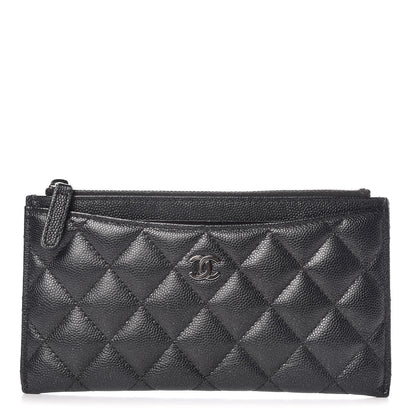 Chanel Iridescent Caviar Quilted Classic Zip Pouch Black 1 of 10