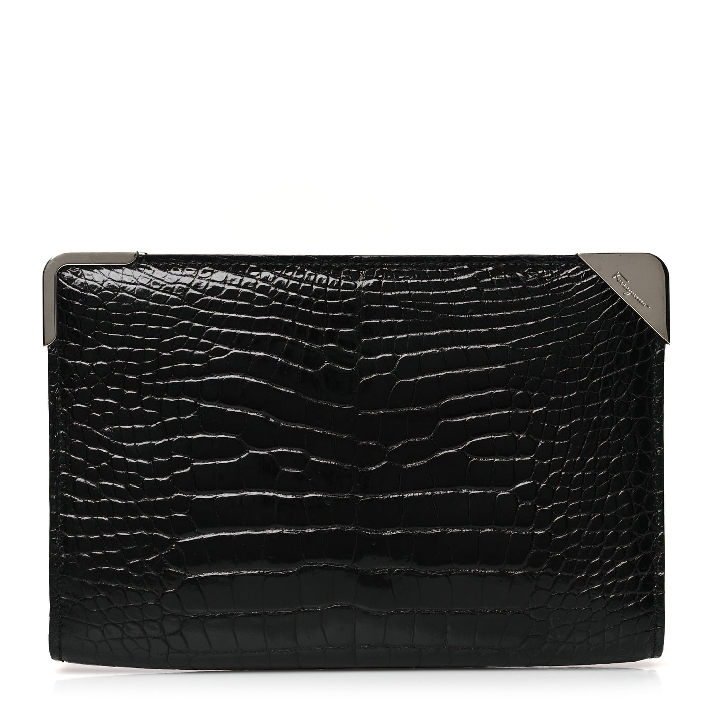 Crocodile Frame Clutch Black
