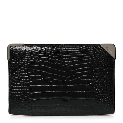 Salvatore Ferragamo Crocodile Frame Clutch Black 1 of 9