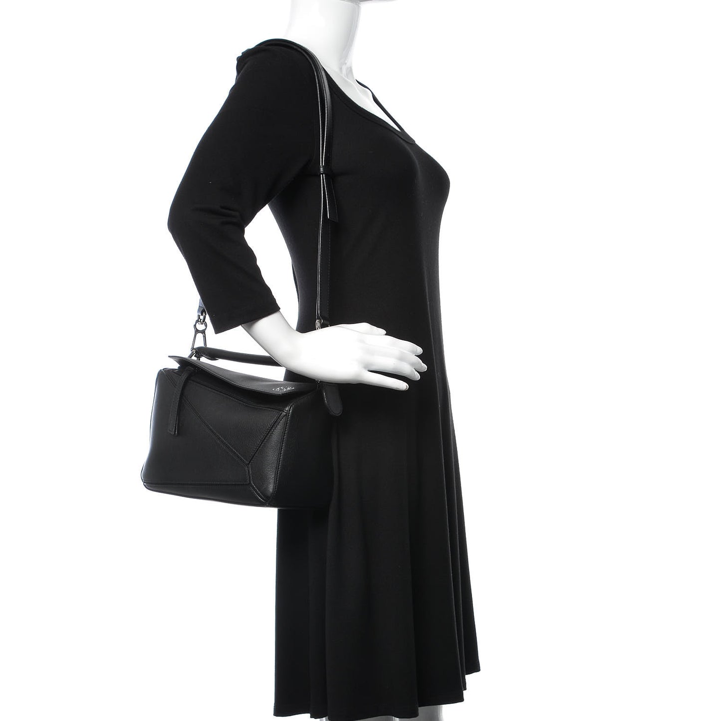 Calfskin Small Puzzle Bag Black