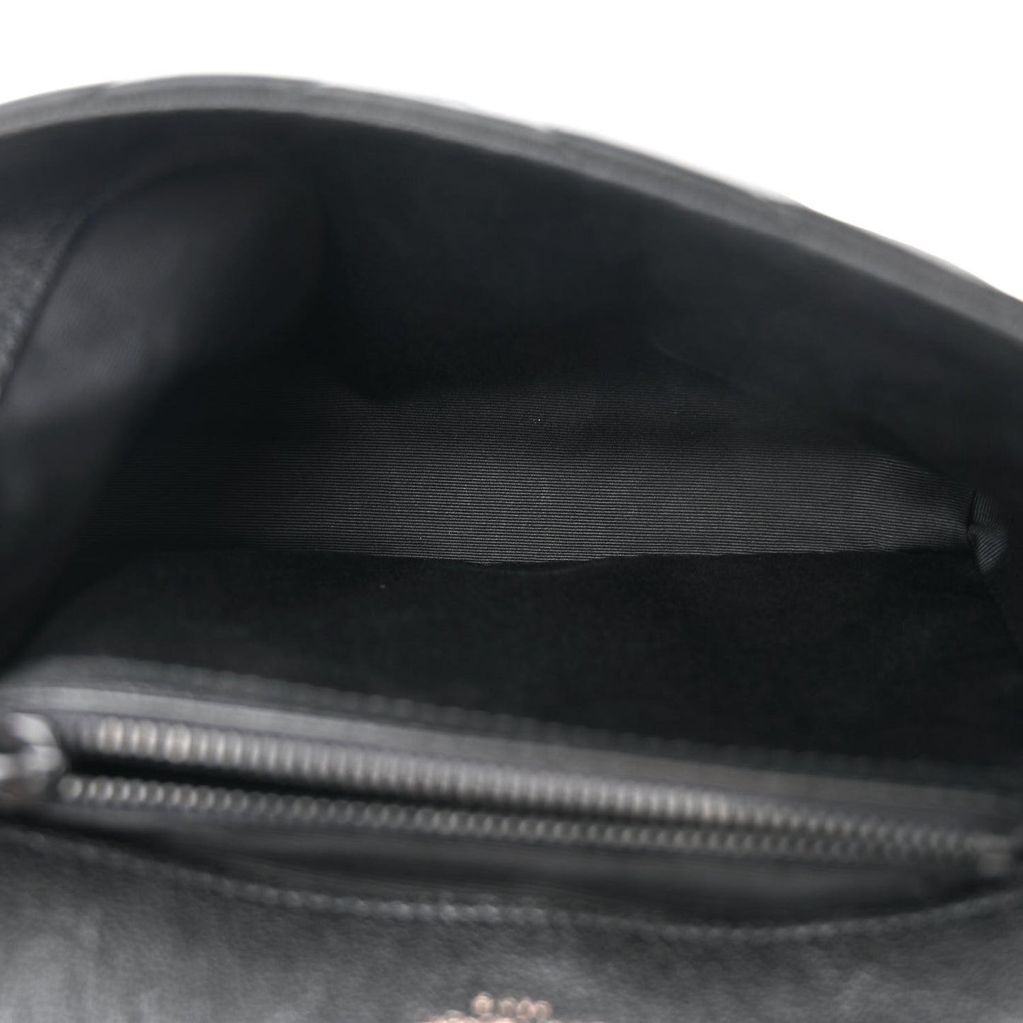 Sheepskin Matelasse Chevron Monogram Monochrome Medium College Bag Black