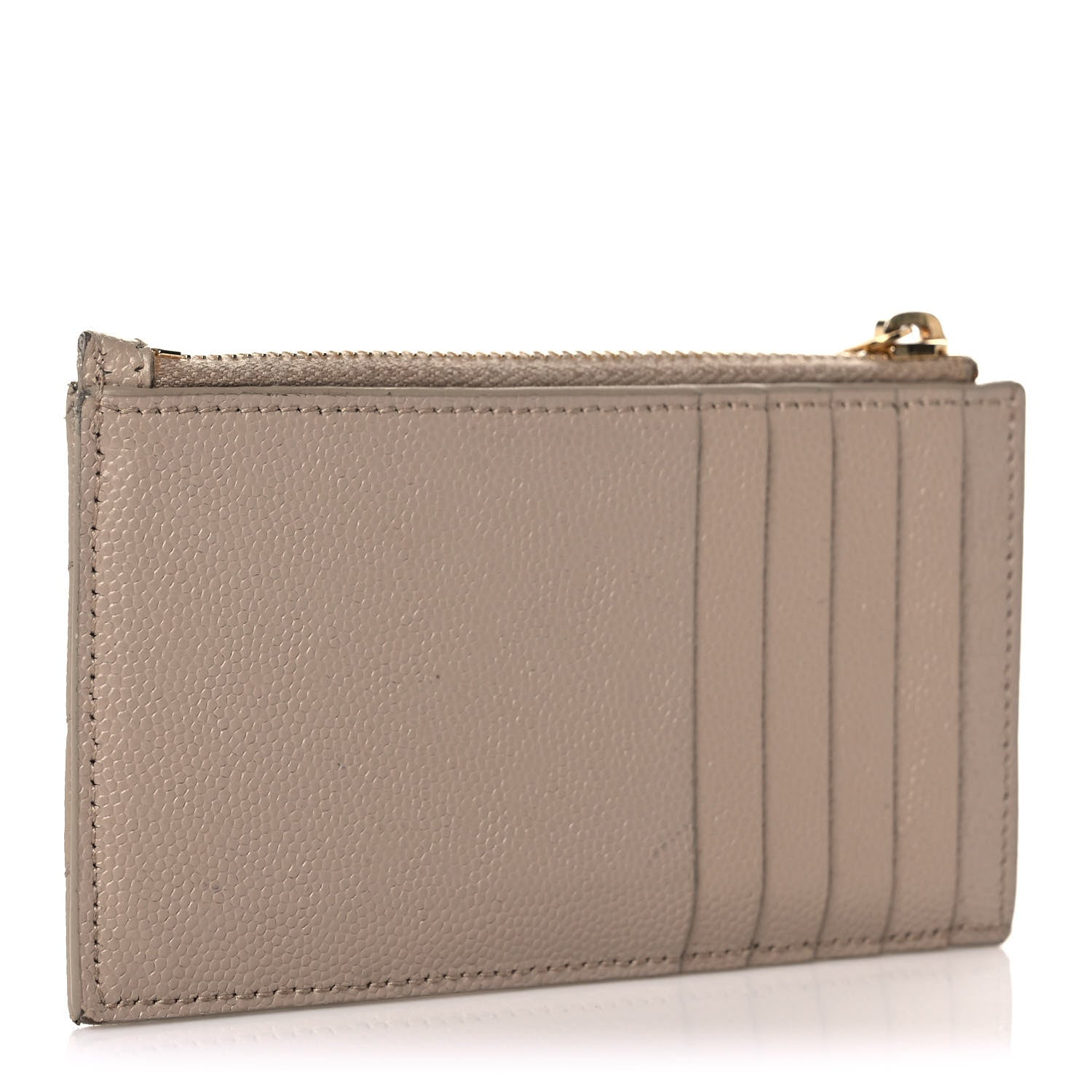 Saint Laurent Monogram Grain de Poudre 5 Fragments Zip Pouch Card Holder Dark Beige 3 of 8