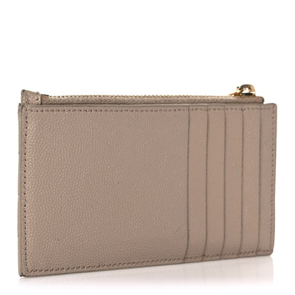 Saint Laurent Monogram Grain de Poudre 5 Fragments Zip Pouch Card Holder Dark Beige 3 of 8