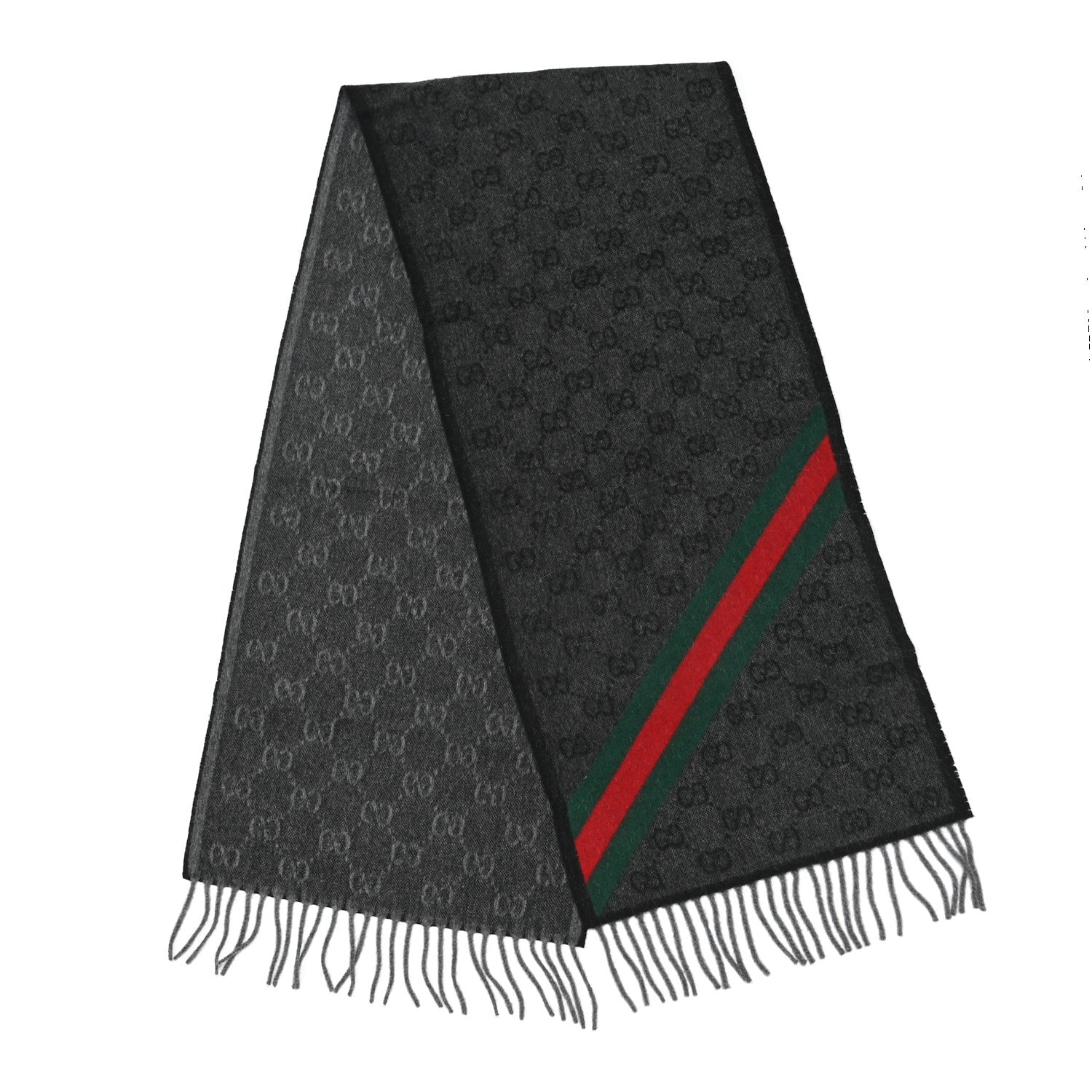 Gucci Wool Angora Monogram Web New Nikky Scarf Lead Dark Green 2 of 4