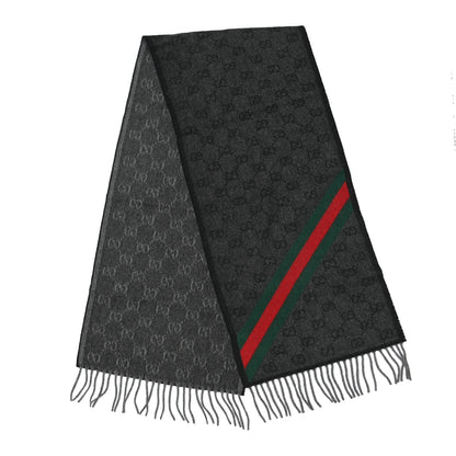 Gucci Wool Angora Monogram Web New Nikky Scarf Lead Dark Green 2 of 4