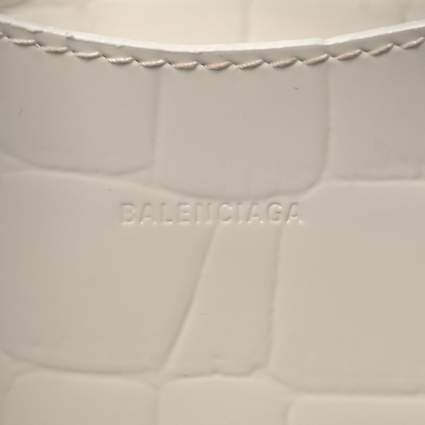 Semi Shiny Calfskin Crocodile Embossed Neo Classic Silver Hardware Mini City White