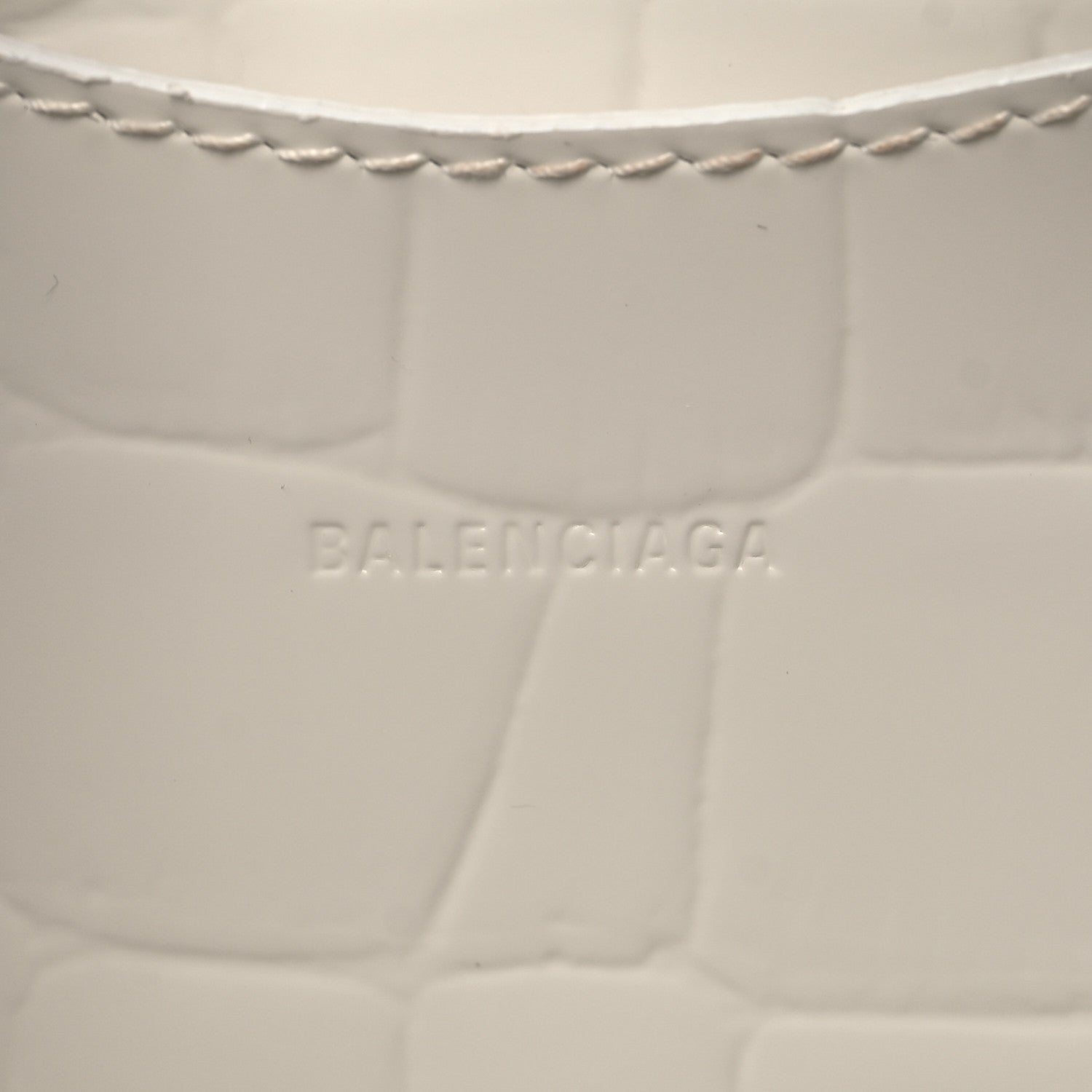 Balenciaga Semi Shiny Calfskin Crocodile Embossed Neo Classic Silver Hardware Mini City White 6 of 13