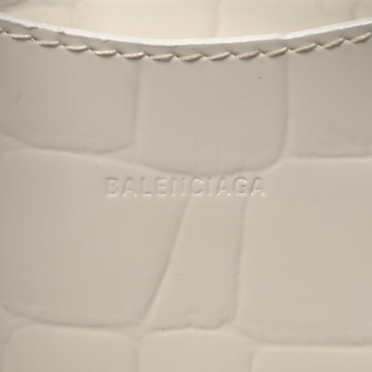 Balenciaga Semi Shiny Calfskin Crocodile Embossed Neo Classic Silver Hardware Mini City White 6 of 13