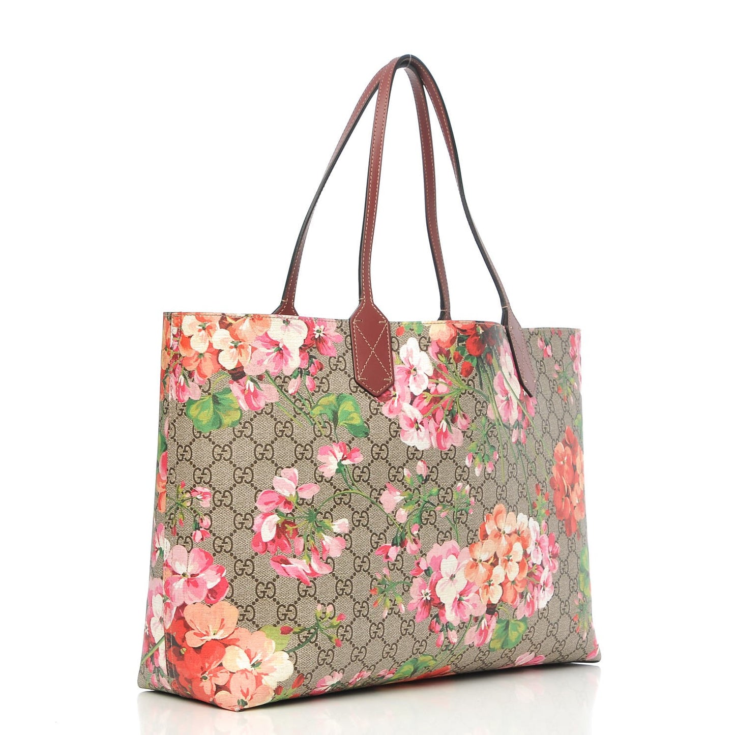 GG Supreme Monogram Blooms Medium Reversible Tote Beige Multicolor Dry Rose