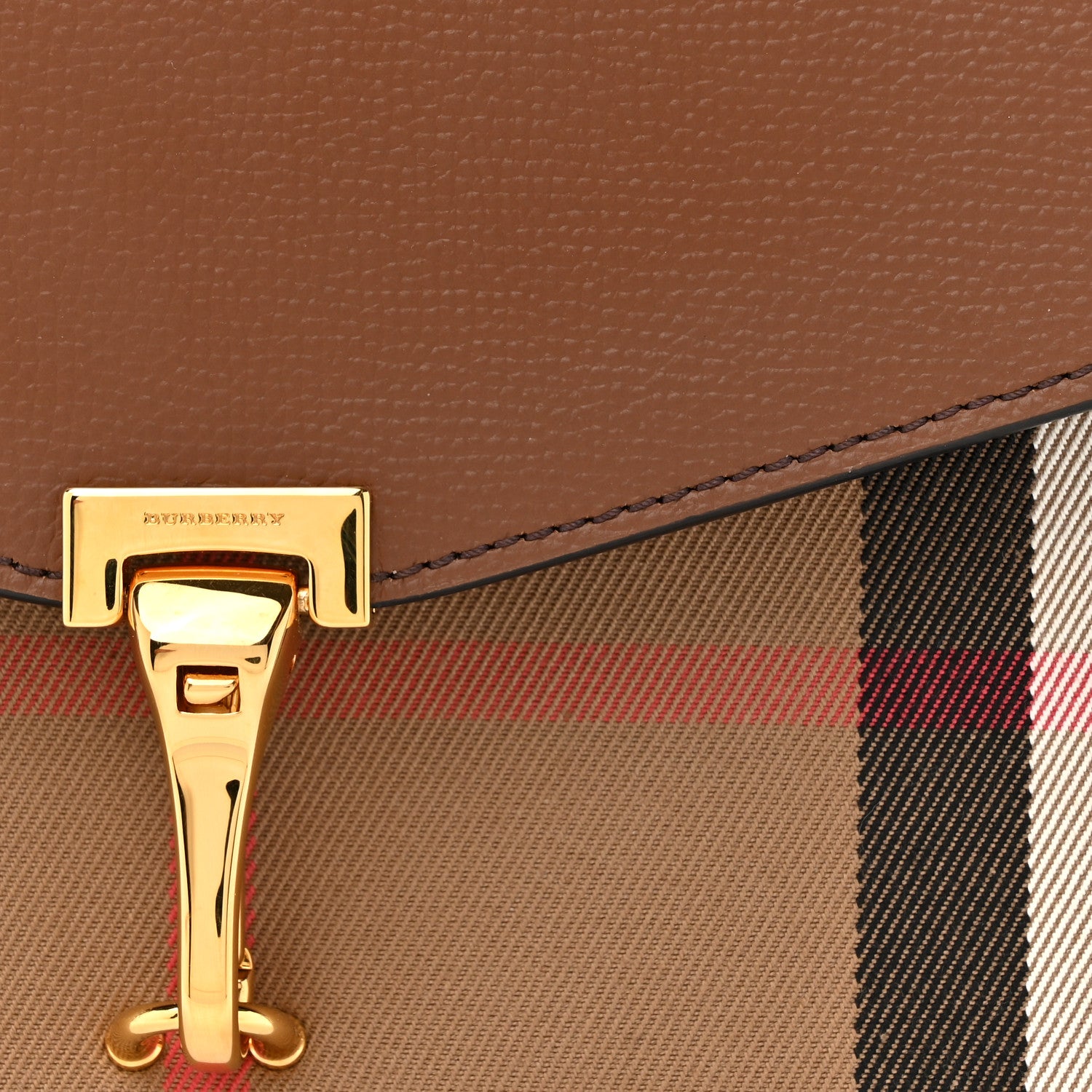 Burberry Derby Calfskin House Check Small Macken Crossbody Bag Tan 8 of 10