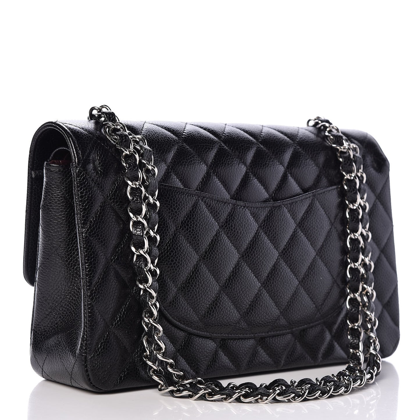 Caviar Quilted Medium Double Flap Black