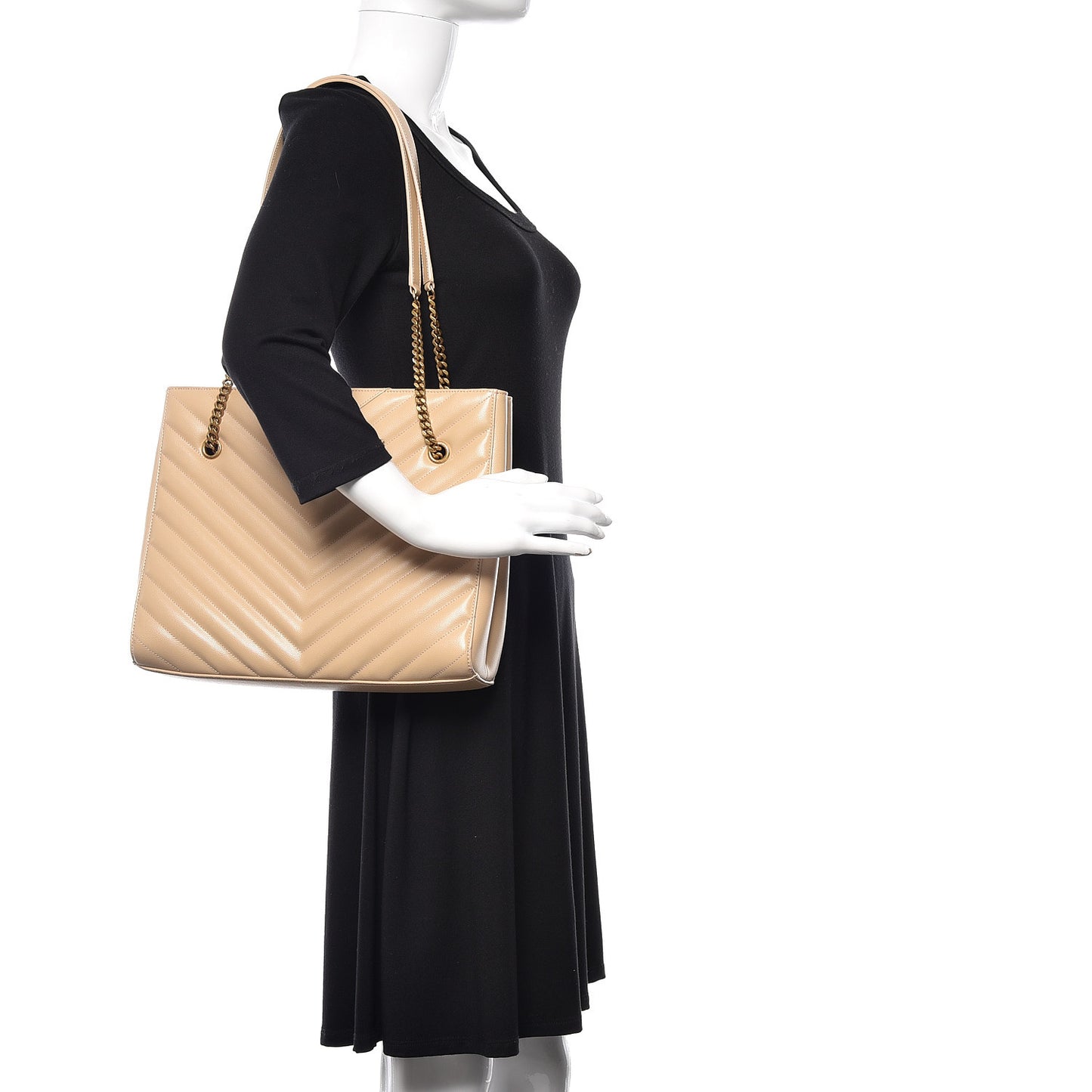 Grain De Poudre Matelasse Chevron Medium Tribeca Shopping Bag Nude Powder