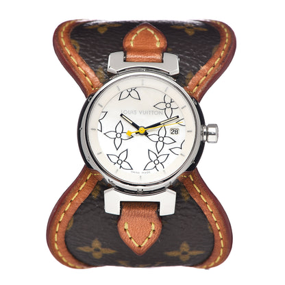 Louis Vuitton Stainless Steel Monogram Mother of Pearl 28mm Tambour Quartz Watch 1 of 5