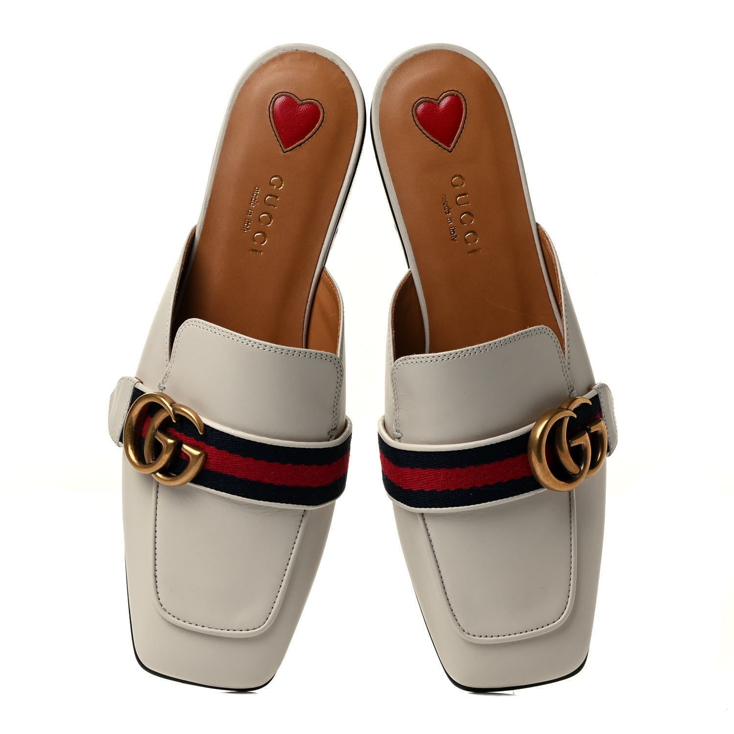 Gucci Calfskin Web Womens Peyton GG Slippers 36 Mystic White 5 of 8