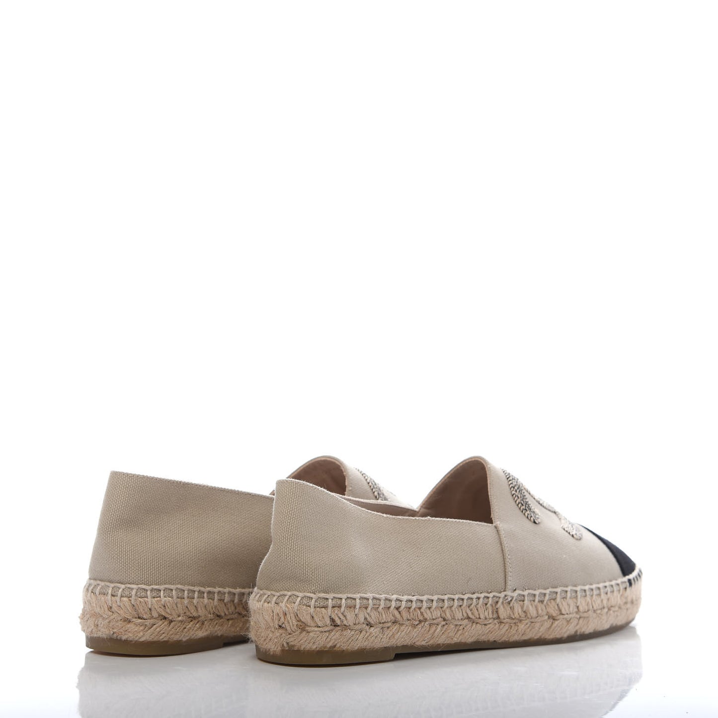 Canvas Grosgrain CC Espadrilles 39 Beige Black