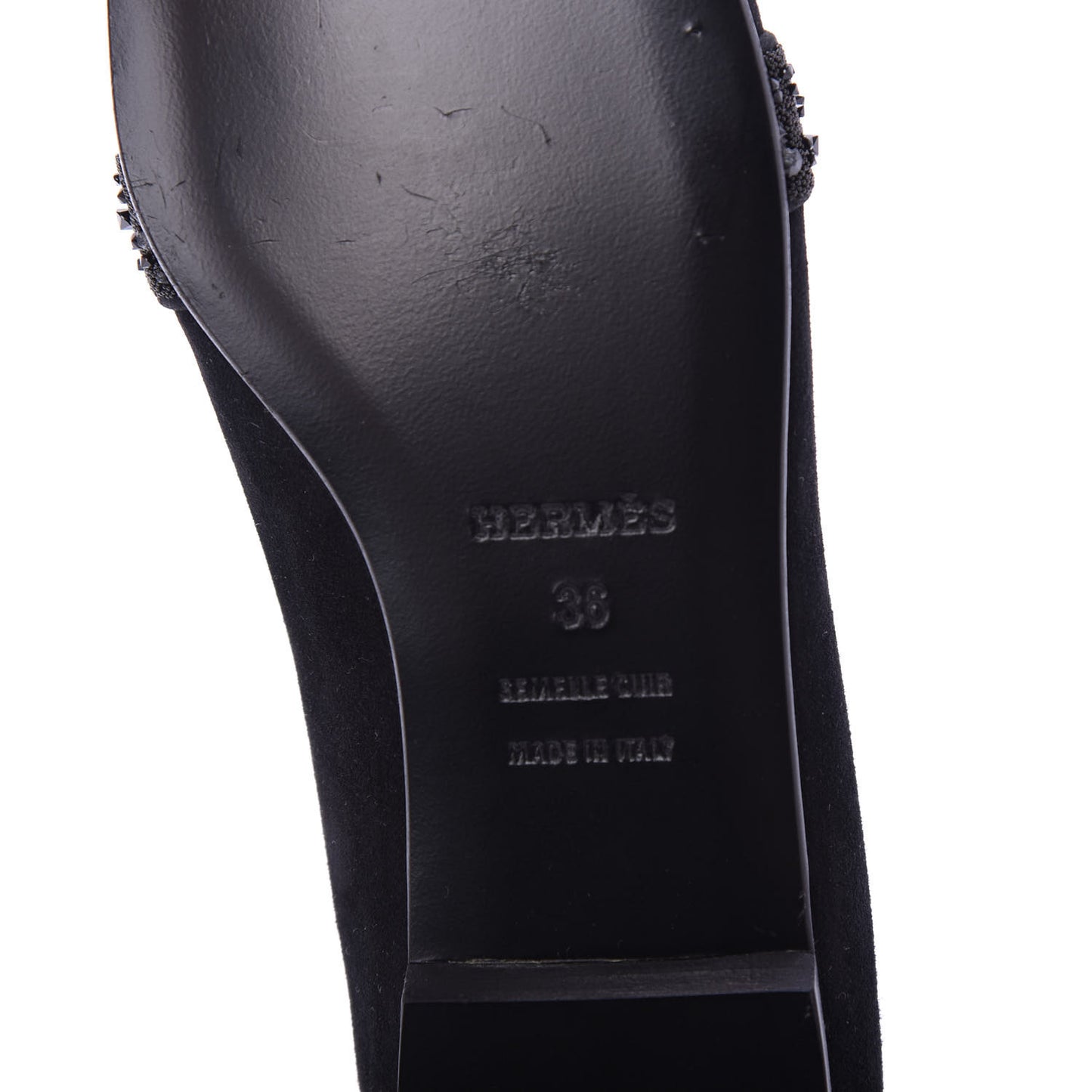 Suede Goatskin Crystal Powdered Nice Ballerina Flats 36 Black