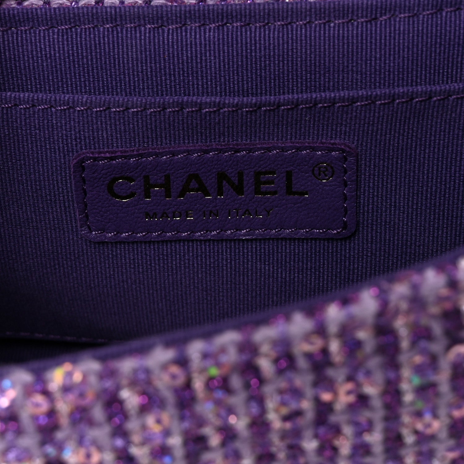 Chanel Tweed Sequin Quilted Baywatch Top Handle Flap Purple Silver Light Purple 6 of 10