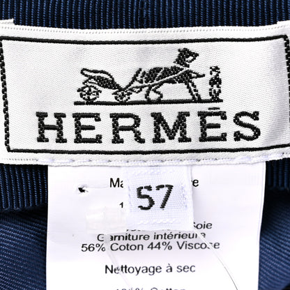 Hermes Velvet H en Biais Logo Embossed Vauban Cap 57 Bleu Fonce 8 of 9
