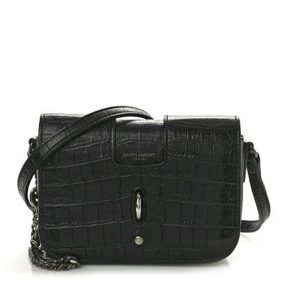 Saint Laurent Crocodile Embossed Toy Charlotte Messenger Bag Black 1 of 9