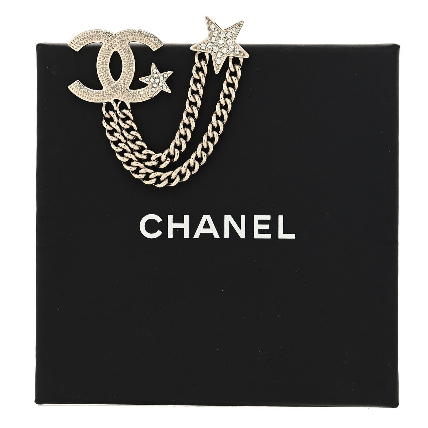 Chanel CC Crystal Chain Star Brooch Gold 5 of 5