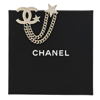 Chanel CC Crystal Chain Star Brooch Gold 5 of 5