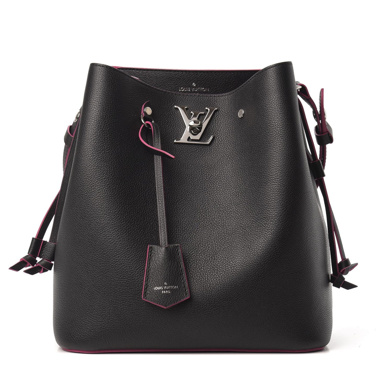 Calfskin Lockme Bucket Black