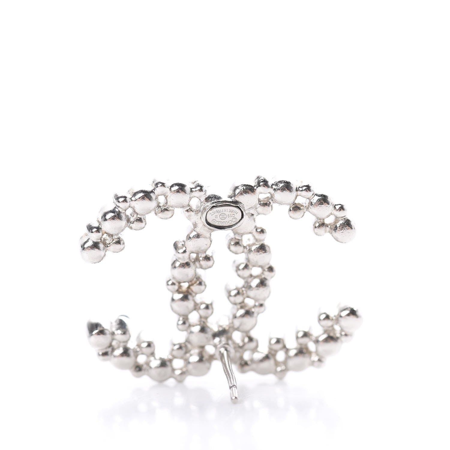 Chanel Pearl Crystal Snow Splash CC Earrings Ruthenium 4 of 6