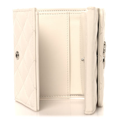 Chanel Caviar Quilted Crystal Star  Small Tri-Fold Flap Wallet White 5 of 10