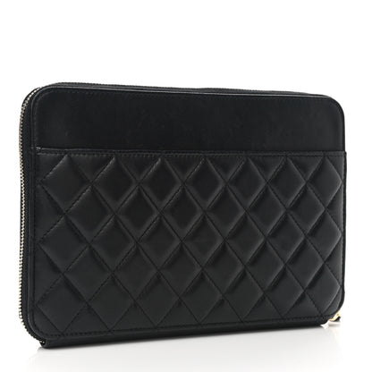 Chanel Lambskin Quilted Large Zip Around Organizer Wallet Black 3 of 8