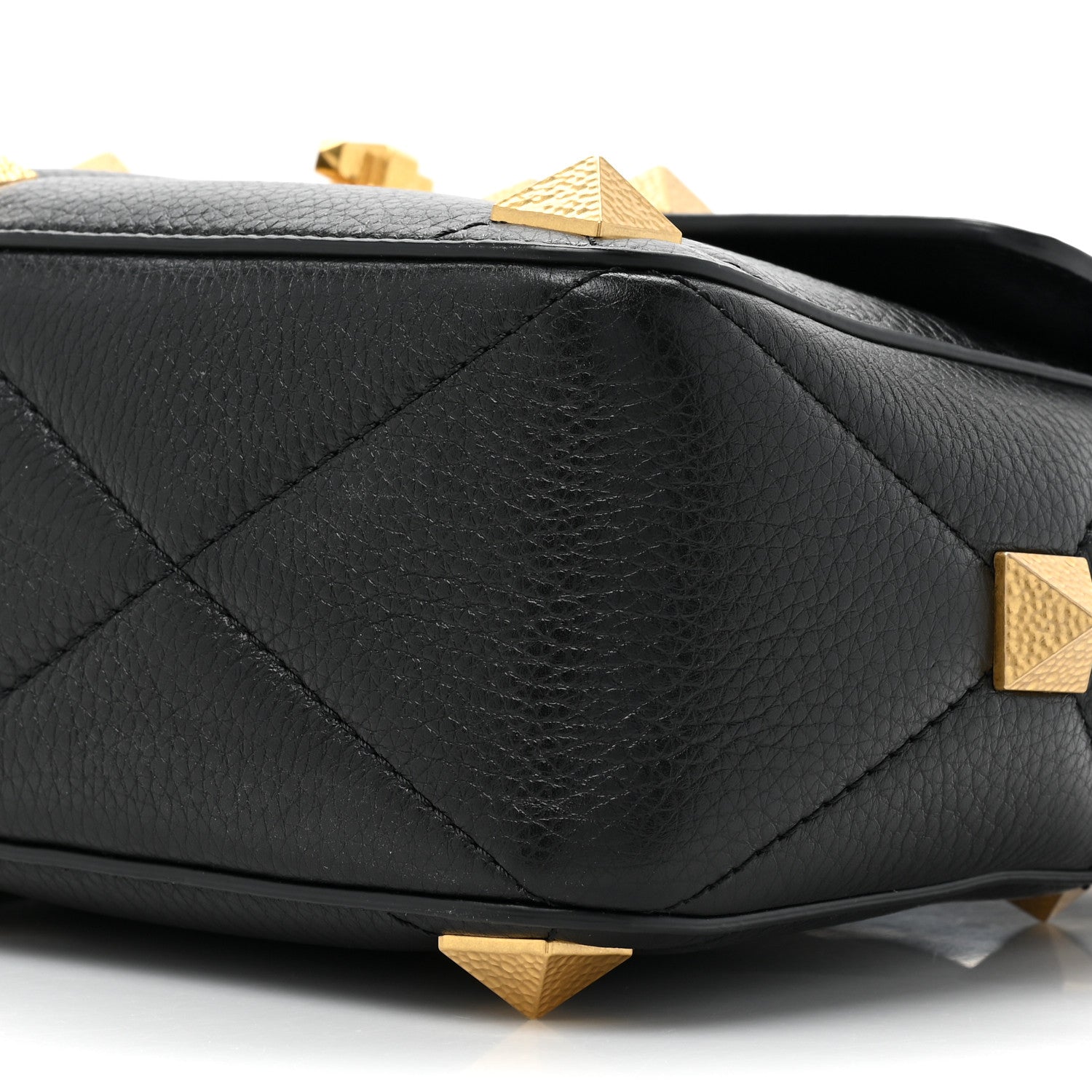 Valentino Garavani Grained Calfskin Large Roman Stud Shoulder Bag Black 7 of 8