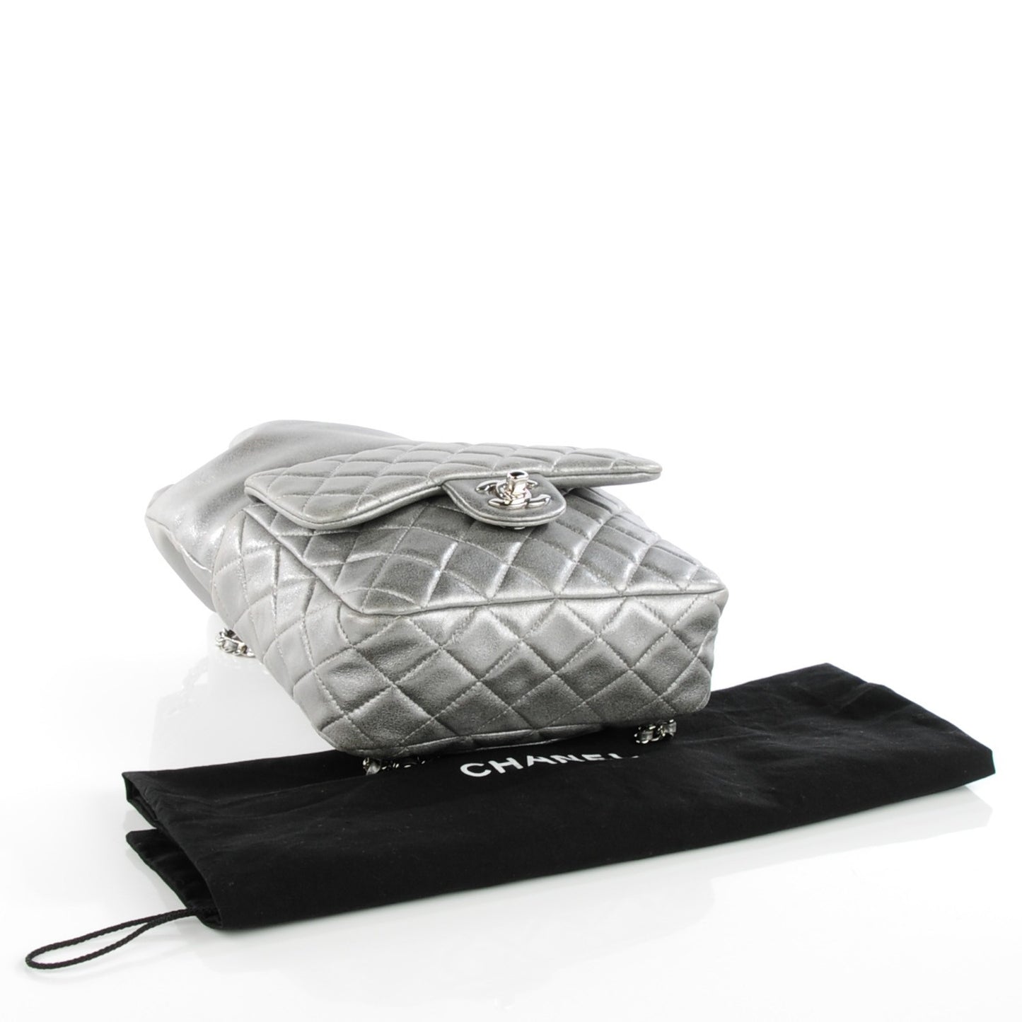 Metallic Lambskin Quilted Small In Seoul Backpack Silver