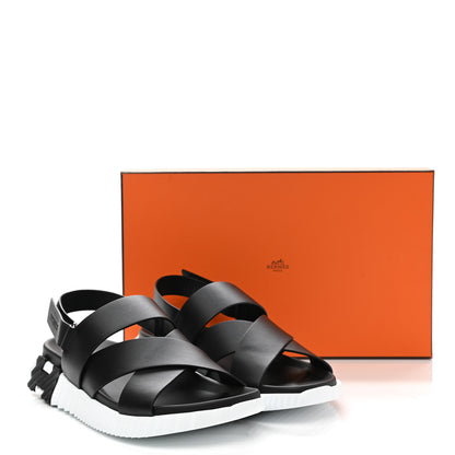 Hermes Calfskin Goatskin Mens Electric Sandals 43 Black White 10 of 10