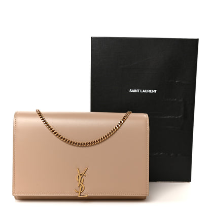Saint Laurent Glossy Calfskin Monogram Chain Wallet Dark Beige 10 of 10