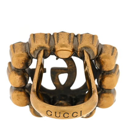 Gucci Metal Crystal Double G Ring S 55/7.25 Aged Gold 3 of 5