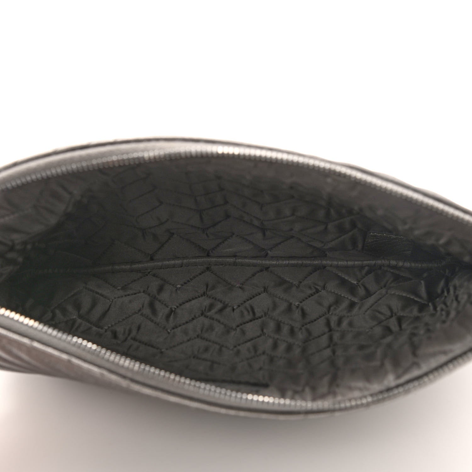 Chanel Sheepskin Chevron Quilted Medium Cosmetic Case Dark Silver 5 of 8