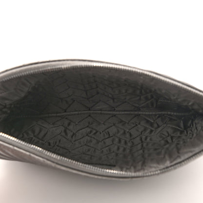 Chanel Sheepskin Chevron Quilted Medium Cosmetic Case Dark Silver 5 of 8