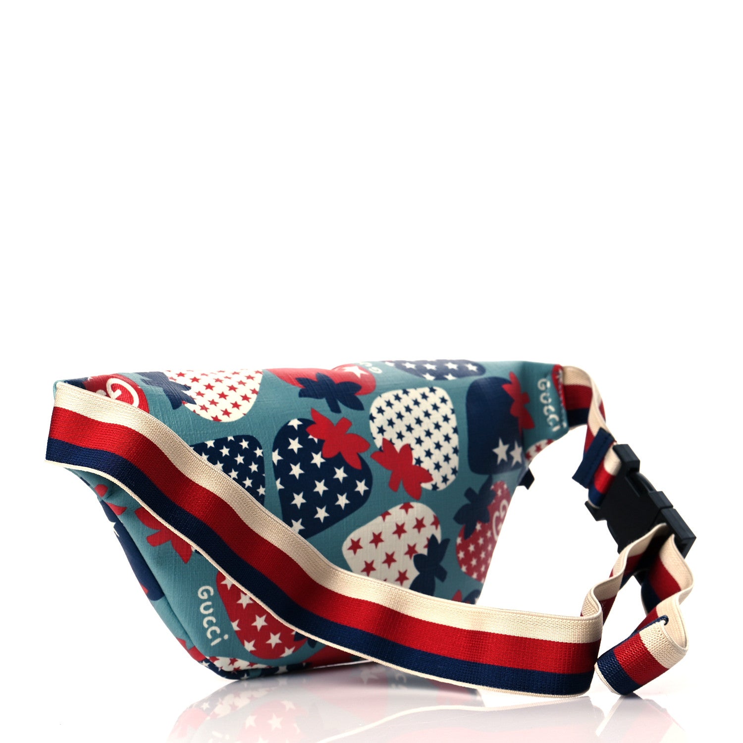 Gucci Soft Coated Canvas Cosmic Strawberries Childrens Belt Bag Belt Dusty Azure Multicolor Royale Mystic White Hibiscus Red Marine 2 of 10
