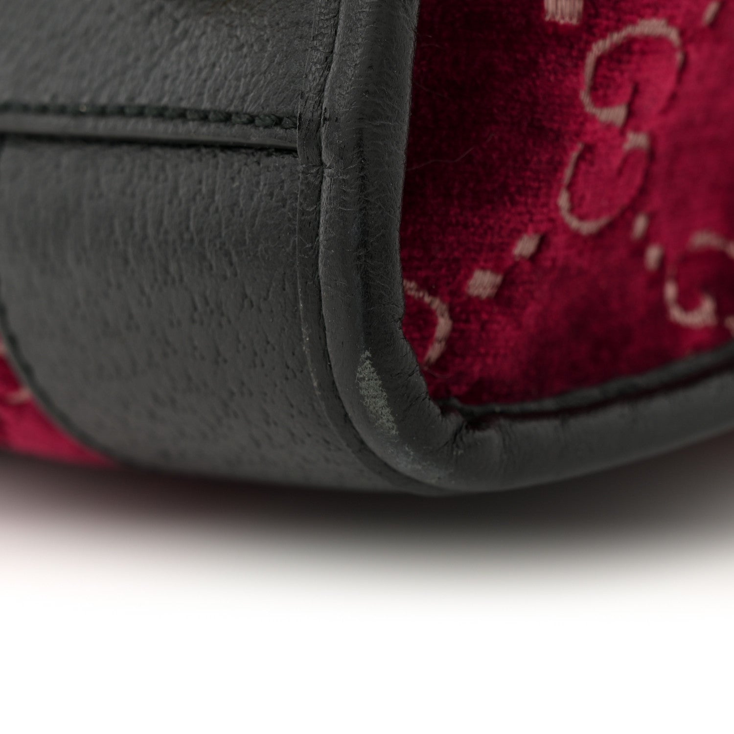 Gucci Velvet GG Monogram Textured Calfskin Web Medium Duffle Bag Red Cipria Black 12 of 12