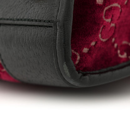 Gucci Velvet GG Monogram Textured Calfskin Web Medium Duffle Bag Red Cipria Black 12 of 12