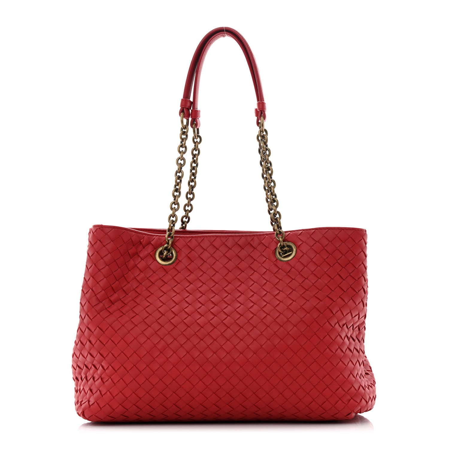 Bottega Veneta Nappa Intrecciato Medium Classic Chain Strap Tote Red 1 of 11
