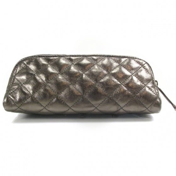 Leather Quilted Cosmetic Case Bronze