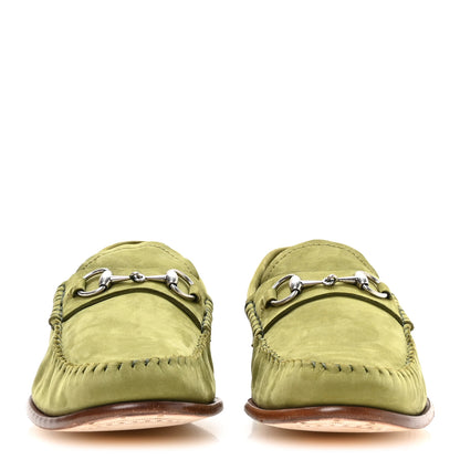 Gucci Nubuck Womens Horsebit Loafers 38.5 Herbs Light Green 3 of 9