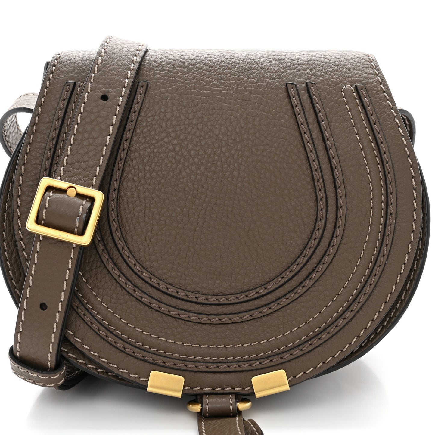 Calfskin Mini Marcie Round Crossbody Bag Army Green
