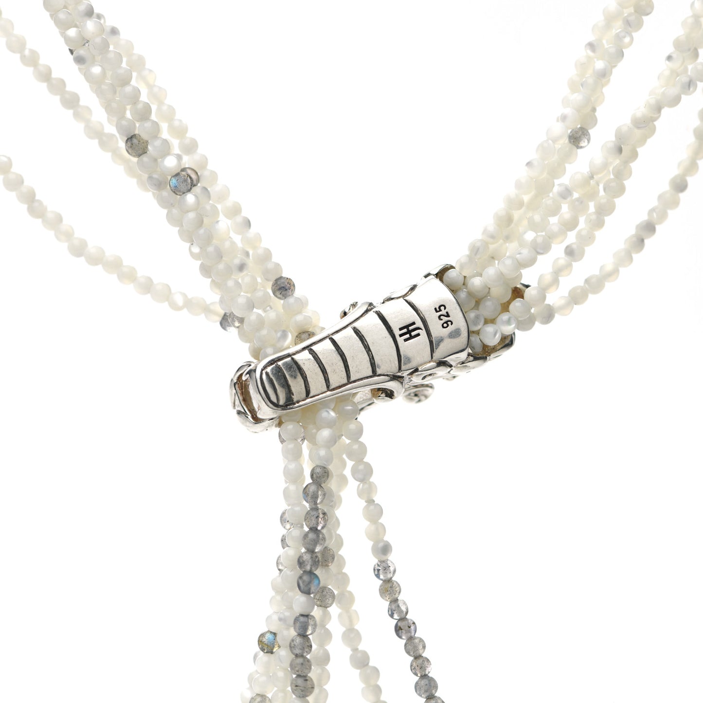 Sterling Silver Sapphire Diamond Labradorite Mother of Pearl Legends Naga Dragon Lariat Necklace