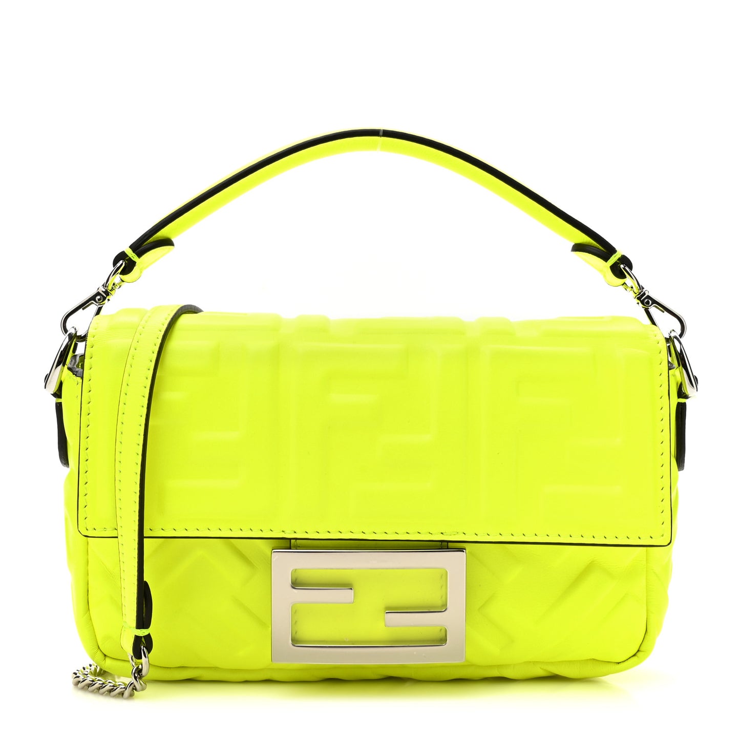 Nappa FF 1974 Embossed Mini Baguette Neon Yellow