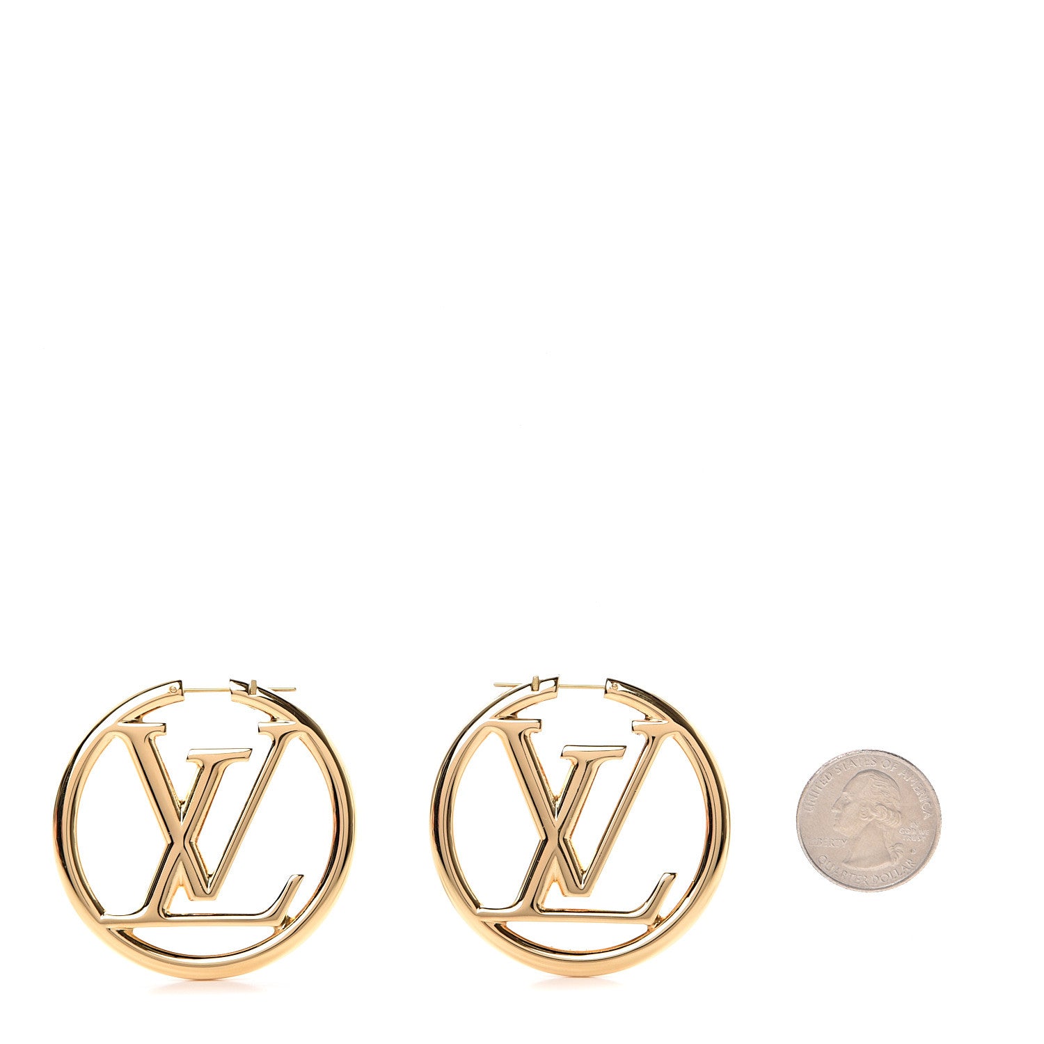 Louis Vuitton Metal Louise Hoop Earrings Gold 2 of 5