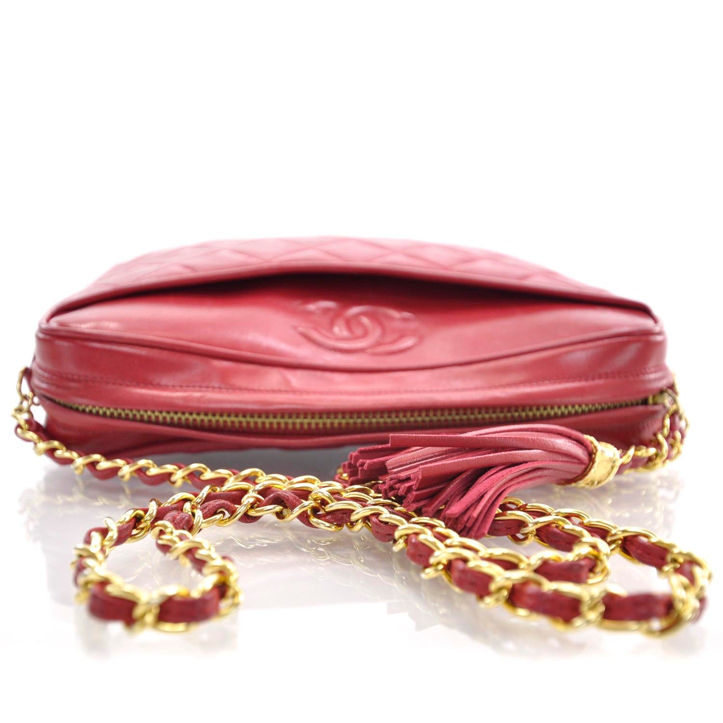 Lambskin Tassel Camera Case Red